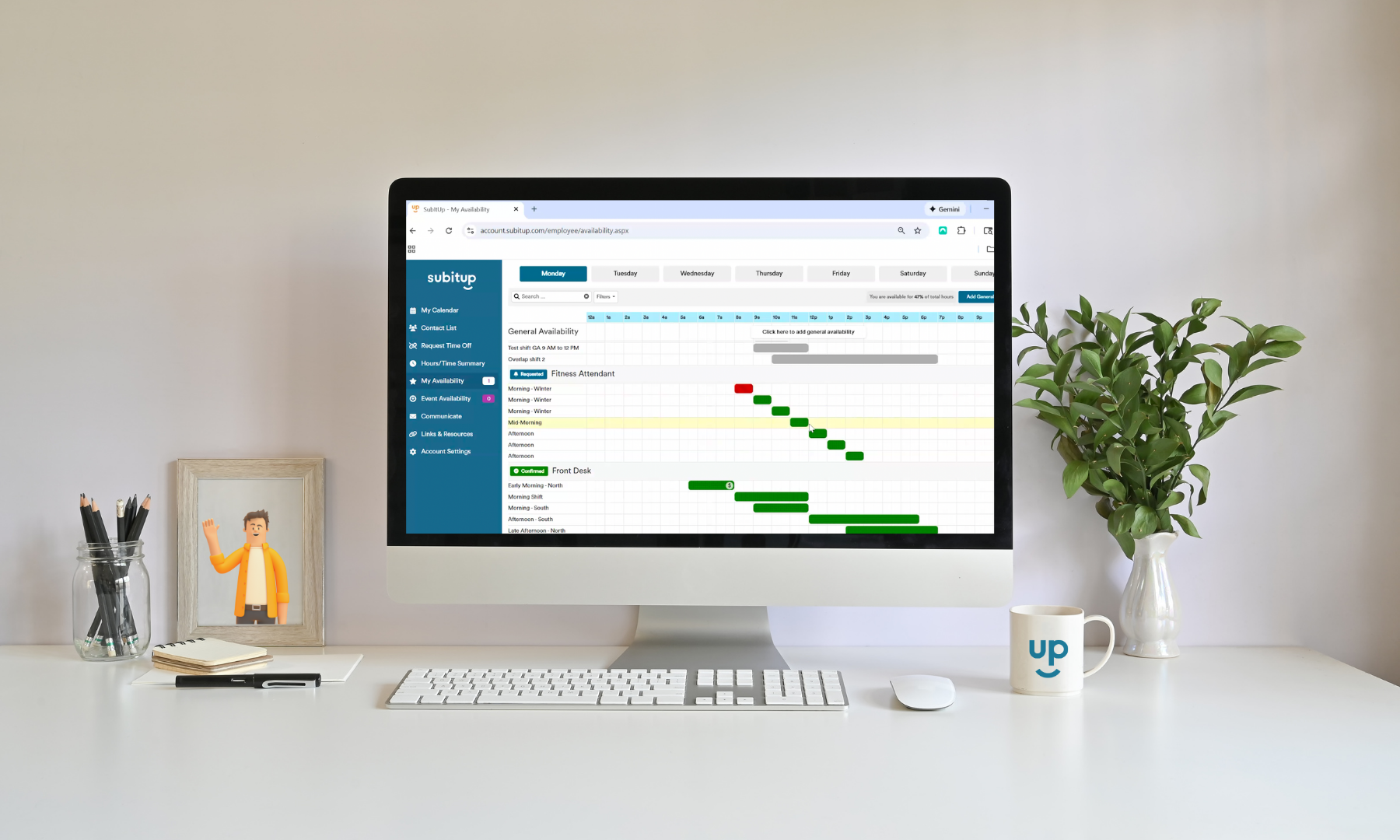 SubItUp scheduling platform for shift based teams on desktop computer on work desk